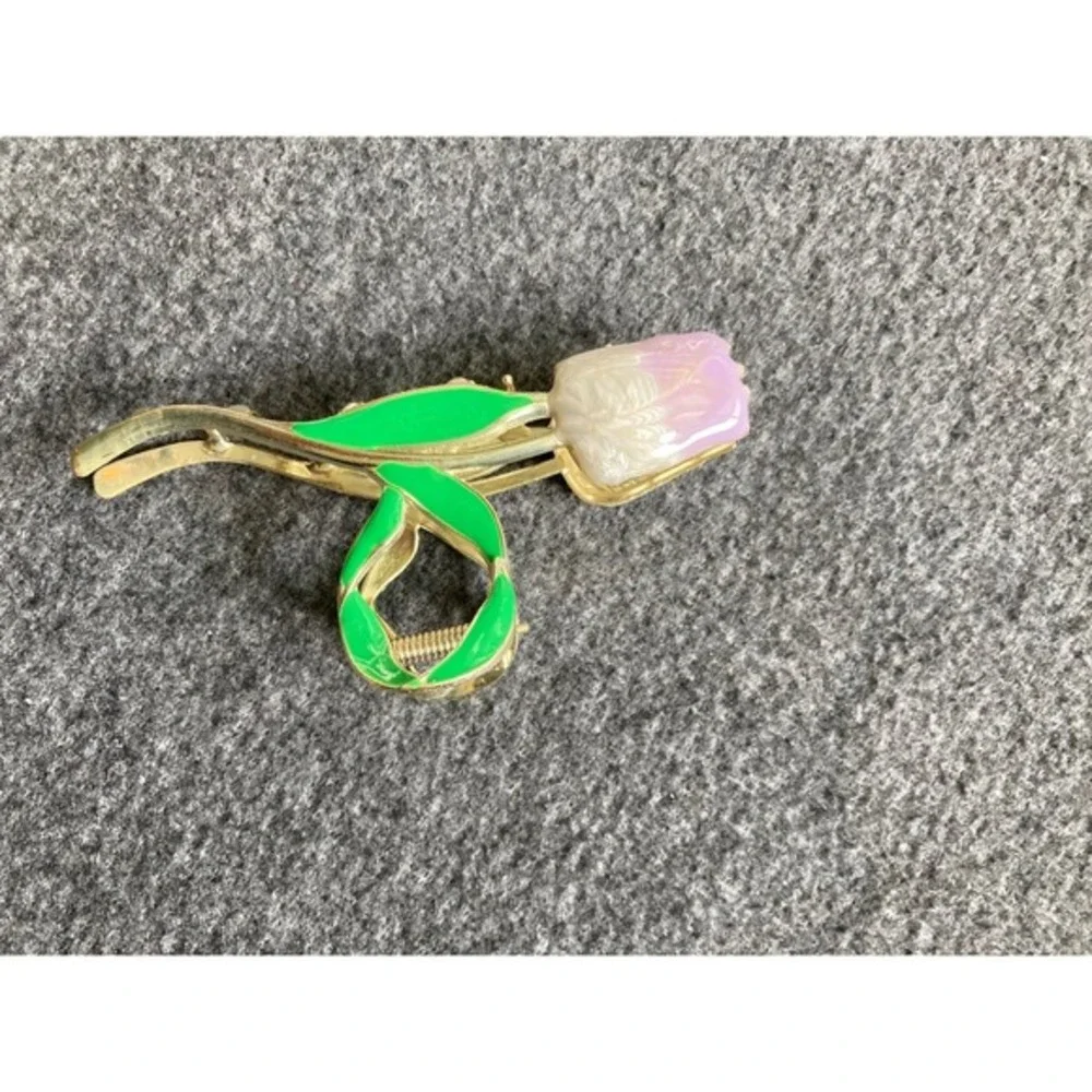 Gold Tone Tulip Flower Hair Claw Clip Women S Elegant Hair Accessory‎